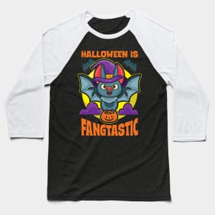 Cute Halloween Bat Halloween Is Fangtastic Baseball T-Shirt